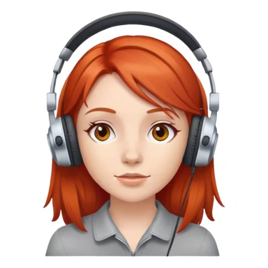 Red haired girl with headphones sticker