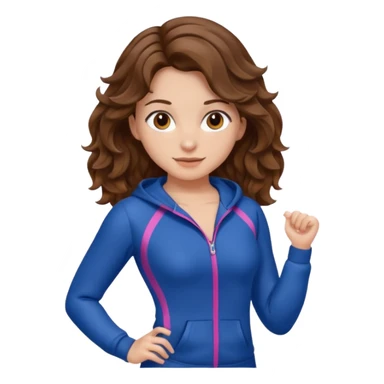 Girl with brown wavy hair, dream body ( small waist, wild hips and big glute) in gym suit  sticker