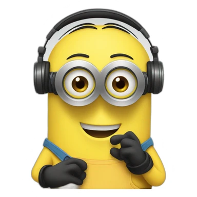 minions with headphones sticker