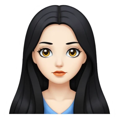 Tóc dài đen hai mái, mắt đen, da trắng sticker