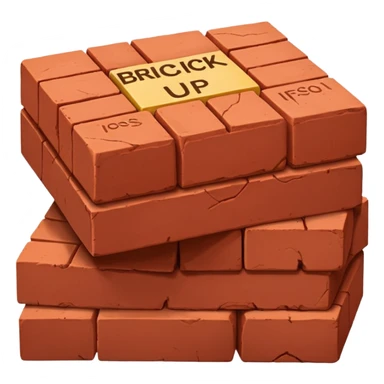 Two red bricks stacked on top of each other with the phrase “Bricked Up” them sticker