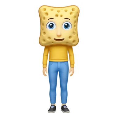 Make a kitchen yellow sponge have pants and blue eyes a yellow skinny nose sticker