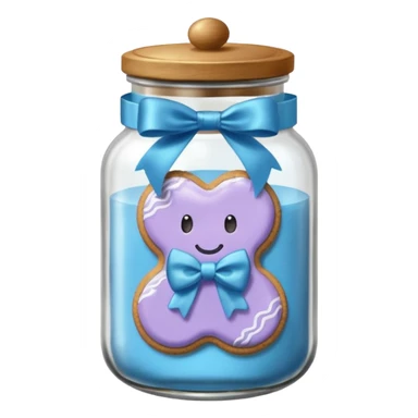 Blue Ginger biscuits in a jar with a bow sticker