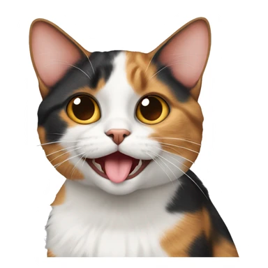 calico cat with tounge out sticker