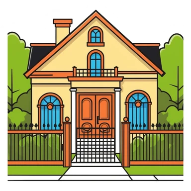 front entrance to house with decorative iron fence sticker