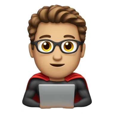 superhero with brown hair at the laptop sticker