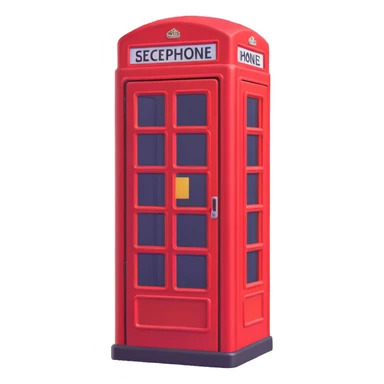 red phone booth, 3D emoji style, shiny, rounded edges sticker