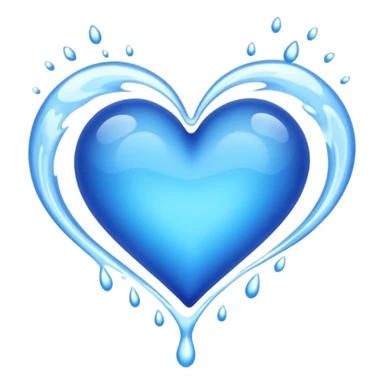 Emoji of blue heart inside water flowing sticker