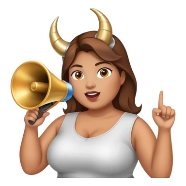 a plus size women holding a megaphone horn sticker