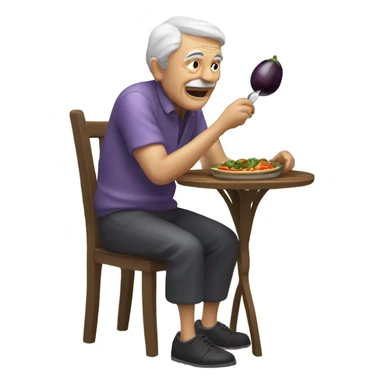 An old man eating on an eggplant  sticker