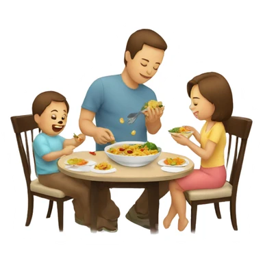Baby eat his side dish and with mom and dad are eating  sticker