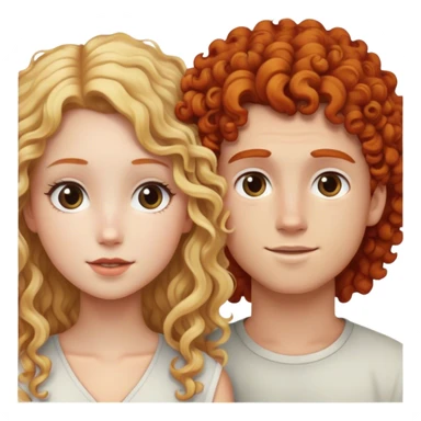 blonde straight hair girl and a redhead curly hair boy sticker