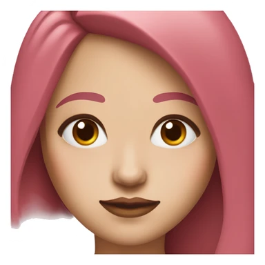 Woman with a white skin that has Long Dark red hair and brown eyes with an eyeliner and lashes coding on a pink macbook sticker
