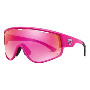 sporty hot pink shield visor sunglasses with maximalist thick frame, athletic design, rugged build, one-piece lens with pink gradient sticker