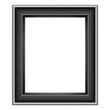 Minimalist emoji-style sticker of an empty rectangular picture frame, with pitch-black center. Clean edges, no texture, grayscale only.
 sticker