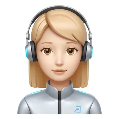 AI Call Agent holo-human-like Cyber AI face, warm, calm and friendly. Holographic look.Soft AI face with a listening, welcoming expression, minimal facial lines, calm eyes. Light headset. sticker