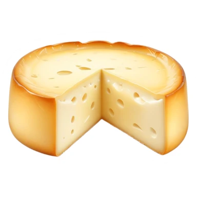 cinematic-realistic-brie-cheese-emoji,-featuring-a-creamy gooey center,-soft-ripened-cheese-with-a-delicate-rind-rendered-with-lifelike-detail-and-inviting,-natural-lighting. sticker