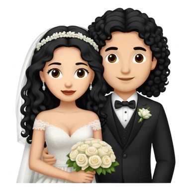 hispanic women with long black hair and light skinned man with medium light brown curly hair getting married  sticker