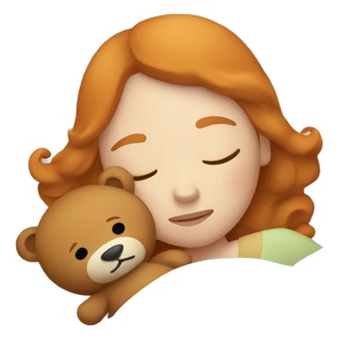 Ginger woman asleep in bed holding a teddy bear  sticker