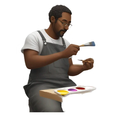 Artist painting in workshop sticker
