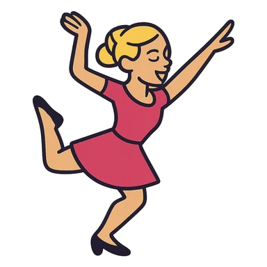Dana Dawson with blond hair in a chignon, dance pose sticker