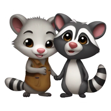 Opossum and raccoon in love  sticker