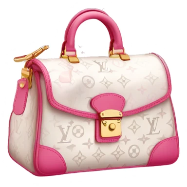 White Designer Louis Vuitton bag with pink monogram and pink trim sticker
