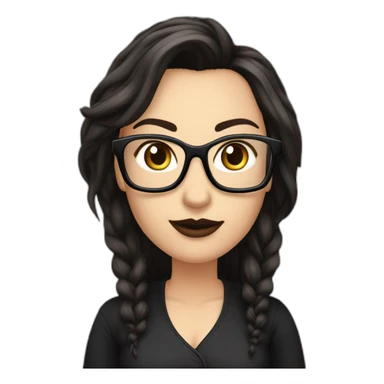 Sexy-Caucasian-Mum-woman-goth-long-brown-hair-dark-brown-eyes-standing-wearing-glasses-plus-size-upturned-nose sticker