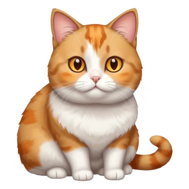 full body torbie and white cat with small head, hazel eyes, and short but chubby body sticker