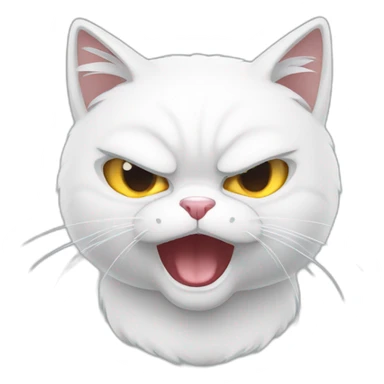 Cartoon White cat angry sticker