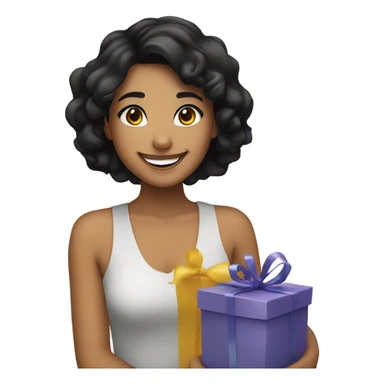 smiling girl with black hair birthday sticker