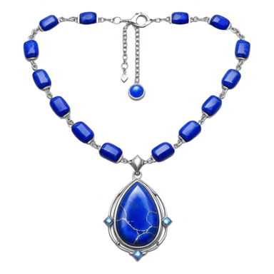 mystical necklace with lapis lazuli stone, glowing blue with white veins sticker