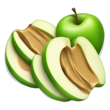 sliced green apple slices with peanut butter on a plate sticker