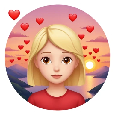 I love you with hearts and sunset sticker