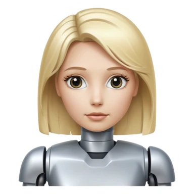 female robot with blond hair more metalic face sticker