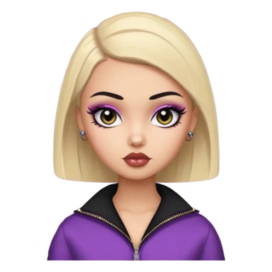 russian features, SO DARK BUZZ CUT , beauty,  hair, light skin,  eyes, pretty eyes, black eyeliner, pretty bratz baddie sticker