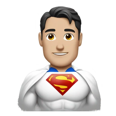 White suit superman with chest letter "U" sticker