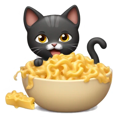 Lazy cat eating Mac and cheese sticker