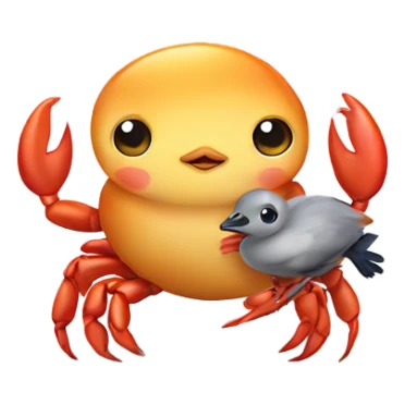 sea crab hugging baby chicken love sticker