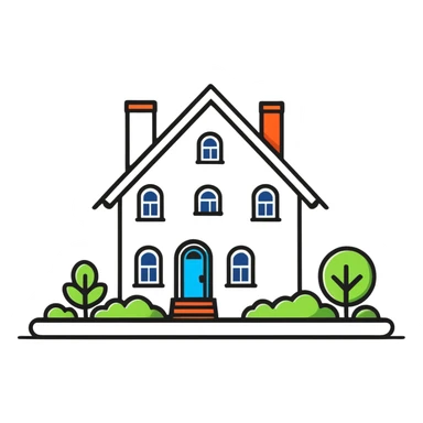 modern furniture logo with house shape sticker