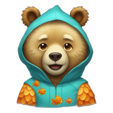 a bear wearing fish costume sticker