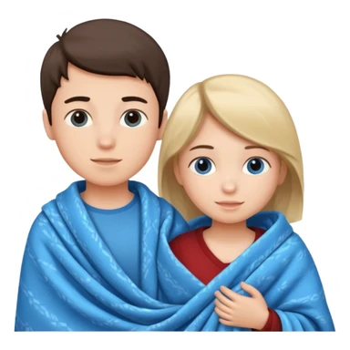 Boy and girl carrying blanket sticker