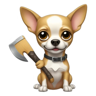 chihuahua holding an axe sticker