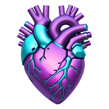Purple and Cyan glowing holographic cyberpunk heart  sticker