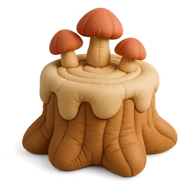 tree stump cake topped with mushrooms, forest dessert concept, cushion style sticker