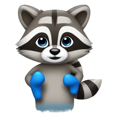 Raccoon with blue mittens sticker