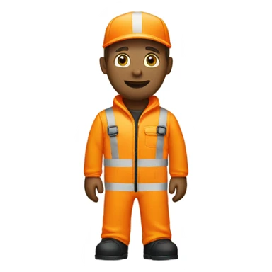 white man standing wearing orange hi visibility overalls  sticker