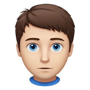 Create an emoji of a man with white skin and short brown but slightly messy hair sticker
