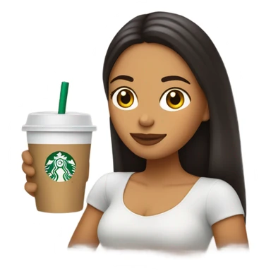 Chica medio morena con un starbucks  sticker
