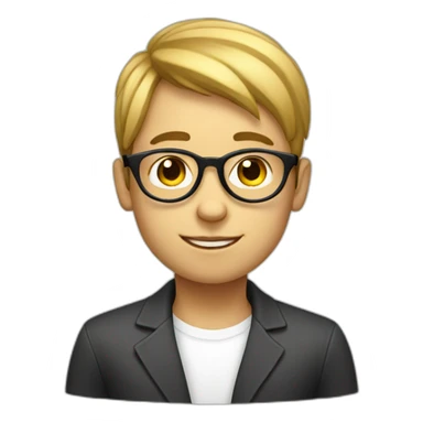 A-boy-with-circle-shaped-eyeglasses and white complexion sticker